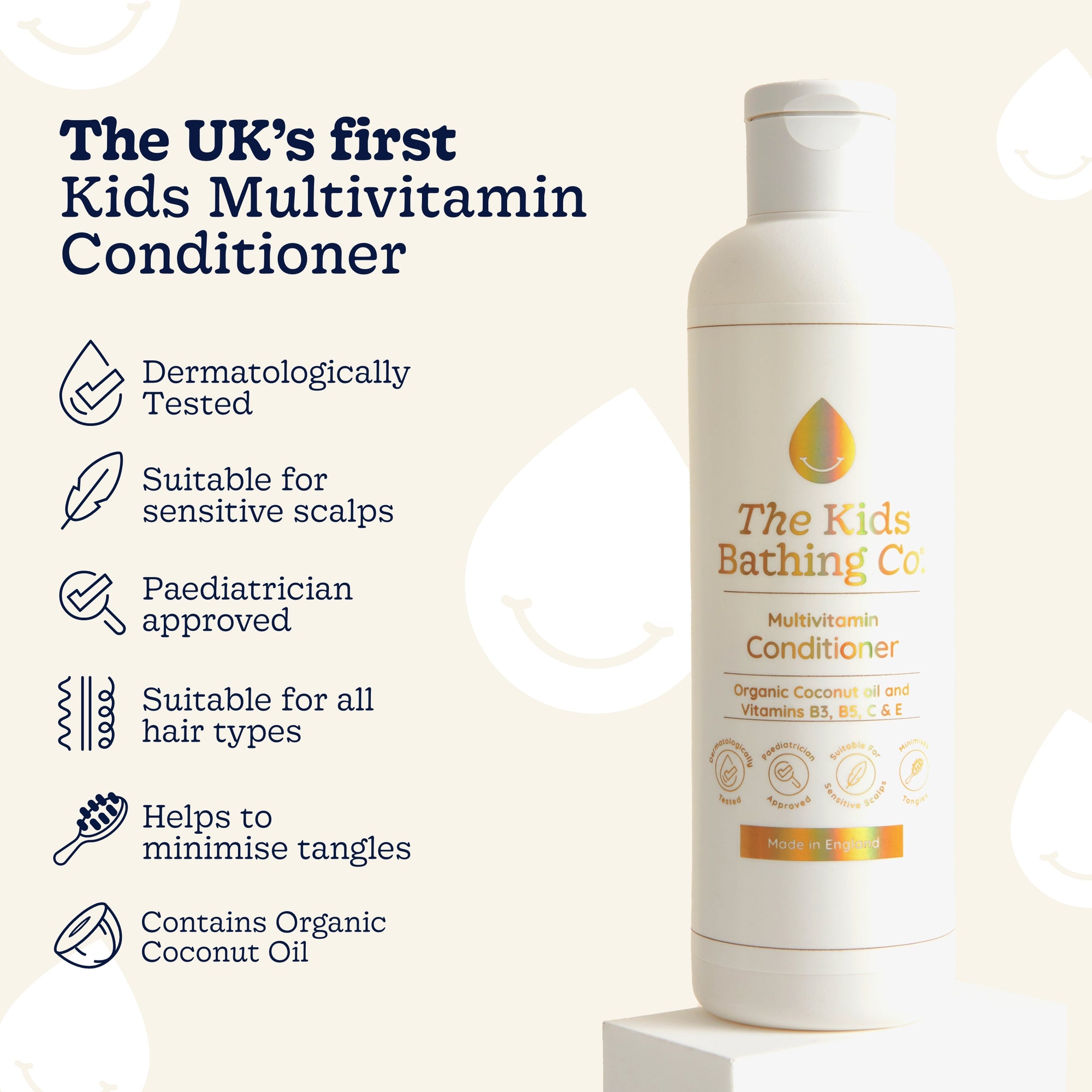 Multivitamin Conditioner with vitamins B3, B5, C and E and Organic Coconut oil,